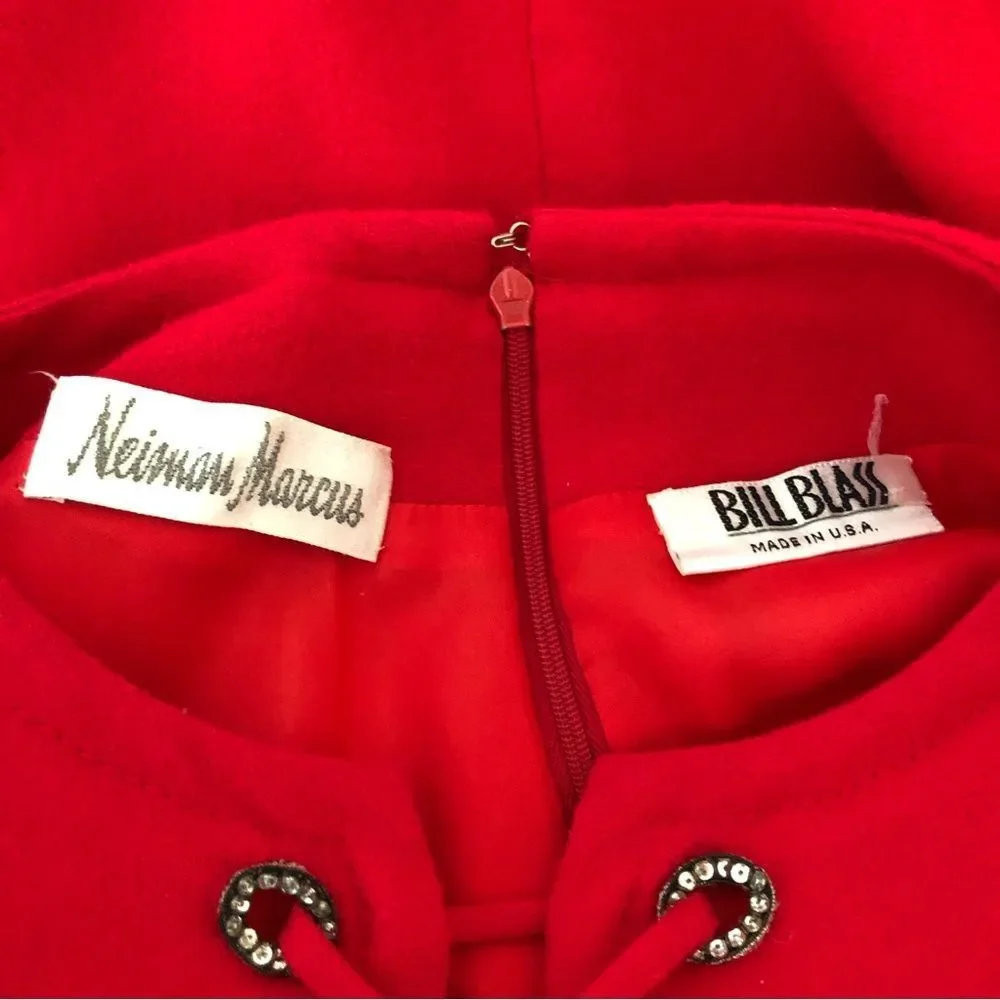 70’s Vintage Bill Blass Red Neiman Marcus Crisscross Lace Up Elbow Sleeve Dress - Picture 12 of 16